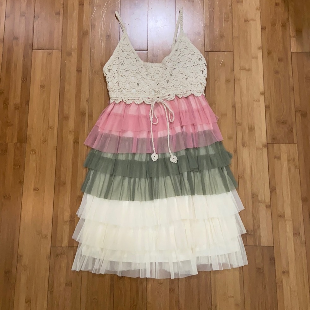 Crochet and mesh dress